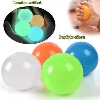 6/12 шт. светящийся липкий шарик, светящийся в темноте, настенный, потолочный, липкий шарик TPR, мяч для снятия тревожности, стресса, игрушка-фиджет для детей и подростков, подарок на чулки 6pcs оранжевый