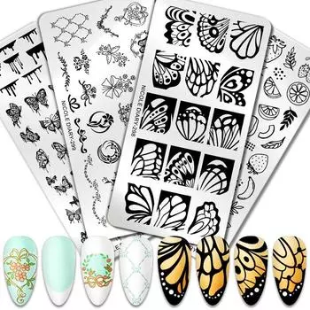 6*12 см пластина для штамповки ногтей, круглые прямоугольные леопардовые трафареты для дизайна ногтей из нержавеющей стали