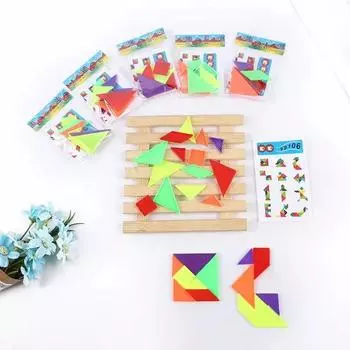 6/12 упаковок мини-пазлов Tangram Puzzle Игра для родителей и детей Игрушки для детей Baby Shower Подарки на день рождения Пиньята Сувениры для вечеринок 2022 6 Pack