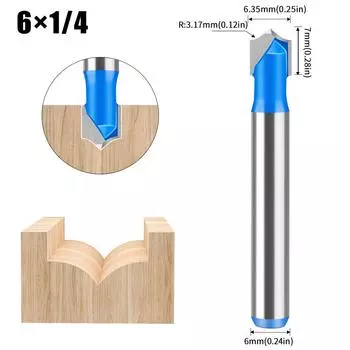 6 12 Woodworking Pointed Nozzle Engraving Knives, Trimming Machines, Line Cutters, Inverted Arc Cutters, Fillet Cutters, Milling Cutters Pointed mouth engraving knife 6 * 1/4