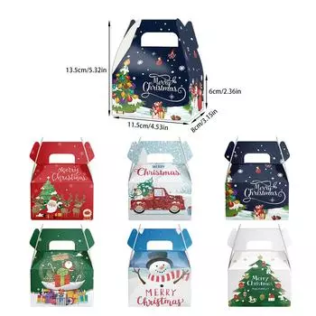 6/12pcs Christmas Santa Snowman Gift Boxes Kraft Paper Candy Boxes for Christmas New Year Party Decorations Cookies Snack Boxes 6pcs