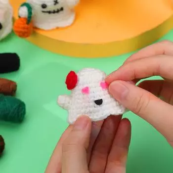 6/12pcs Cute Ghost Set Complete Crochet Kit for Beginners Adults with Video Tutorials Crochet Tools and Yarn for DIY Craft