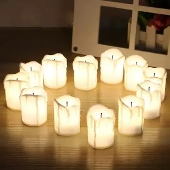 6/12Pcs Flameless LED Candle Light Bright Battery Operated Tea Light With Realistic Flames Christmas Holiday Wedding Home Decor 3PCS слоновая кость