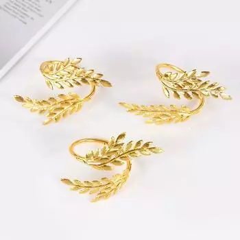 6/12pcs Gold Leaf Napkin Ring Buckles for Wedding Birthday Party Dinnig Table Decoration Christmas Thanksgiving Napkin Holder
