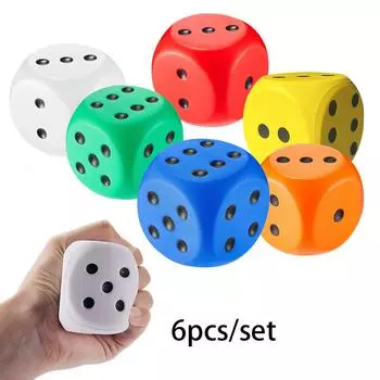 6/12pcs/set Large Foam Dice Soft Jumbo Dot Dice 6 Sided Foam Dice Fake Jumbo Dice Rebound Dice