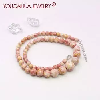 6-14 мм розовые, желтые круглые радужные бусины, ожерелье, ожерелье в форме башни, украшения на шею, удлинительная цепочка 5 см, подарки для влюбленных друзей 45CM розовый