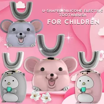 6–14 лет, умная электрическая зубная щетка U-образной формы для детей, ленивая зубная щетка разноцветный