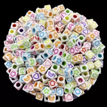 6/15*7 мм кулон с буквой и номером, оптовая продажа, ожерелье, браслет, акриловые свободные бусины, изготовление ювелирных изделий, сделай сам, яркие цвета, 20/50 шт., бусины Multicolor Star Moon/6mm 50Pcs