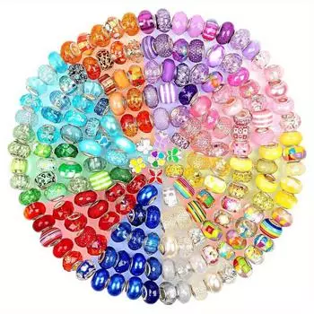 6/16/32 смоляные бусины случайного стиля с большими отверстиями, креативные индивидуальные бусины для украшения, интервальные бусины, украшения своими руками, аксессуары для волос, ожерелье, браслет, браслет на лодыжку 6pcs