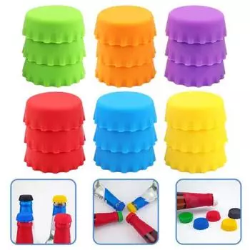 6/18/21 шт., силиконовая крышка для бутылки вина, герметичная, хорошая герметизация, пищевая многоразовая, легко моющаяся, многоразовая, безопасная для мытья в посудомоечной машине, крышка для пива 6pcs