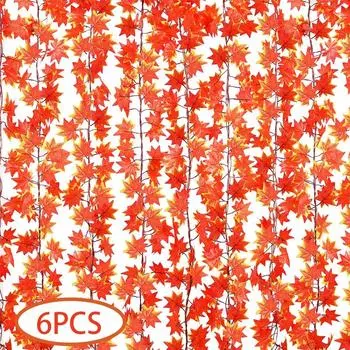 6/1 шт. Искусственные кленовые листья, гирлянда из лозы, украшение для дома, осенняя гирлянда из кленовых листьев, искусственная листва, украшение для дома и сада 2.3M