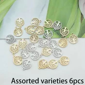 6/24/48 шт сплав золота серебра древо жизни DIY аксессуары древо жизни кулон ретро сплав ожерелье браслет кулон Assorted varieties 6pcs