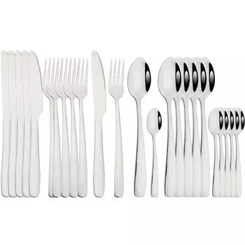 6/24 шт. 304 набор посуды из нержавеющей стали, набор кухонной посуды, набор столовых приборов, обеденный нож, вилка, ложки, набор столовых приборов, западная посуда 6pcs cake fork