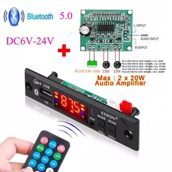 6-24 В Bluetooth MP3 декодер плата плеер MP3 радио автомобильный FM Bluetooth 5.0 динамик модуль аудио декодер плата цветной дисплей Mp3