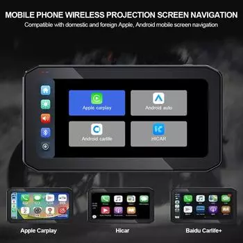 6,25-дюймовый экран навигации для мотоцикла CarPlay для мотоцикла с двумя Bluetooth-устройствами, беспроводной CarPlay для Android Auto, водонепроницаемый IP65, 1200 нит