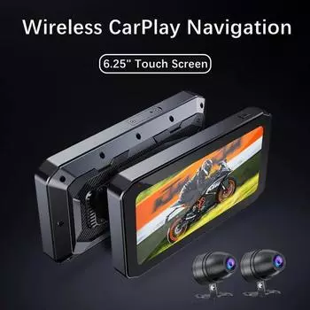 6,25-дюймовый экран навигации для мотоцикла CarPlay для мотоцикла с двумя Bluetooth-устройствами, беспроводной CarPlay для Android Auto, водонепроницаемый IP65, 1200 нит