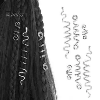 6/28 шт./компл. аксессуары для волос набор женщин сплав косы бусины клипсы простые в использовании аксессуары для волос пиратский косплей волосы инструменты для плетения серебряный