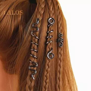 6/28 шт./компл. аксессуары для волос набор женщин сплав косы бусины клипсы простые в использовании аксессуары для волос пиратский косплей волосы инструменты для плетения розового золота