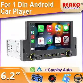 6,2-дюймовая универсальная MP5 мультимедийная стереосистема для автомобиля BT FM Carplay автомобильная стереосистема с сенсорным экраном и поддержкой камеры заднего вида 4 core 1GB+32GB carplay