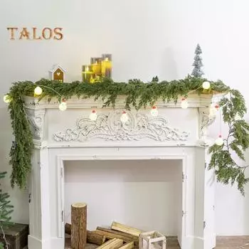 6,2-футовая искусственная кедровая гирлянда из норфолкской сосны, рождественская зелень, искусственные сосновые ветки для праздничного украшения свадьбы зелёный