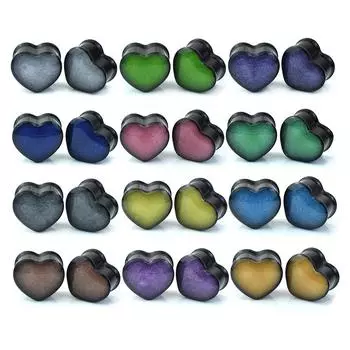 6-30 мм в форме сердца, ушные манометры, туннельные заглушки, носилки, расширитель, ювелирные изделия для пирсинга ушей 6mm зелёный