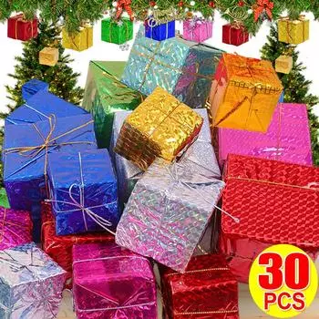 6/30 шт. большие рождественские пенопластовые коробки, елочные красочные квадратные подвесные подарочные коробки, сделай сам, рождественские новогодние украшения для вечеринок 6pcs(1 set)