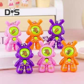 6/30 шт. Кролик-астронавт, игрушка для угадывания пальцем, пресс-игра «Камень, ножницы, бумага», мультяшный брелок с цепочкой из бусин, подарок для детей и взрослых, сувениры на вечеринку 6pcs