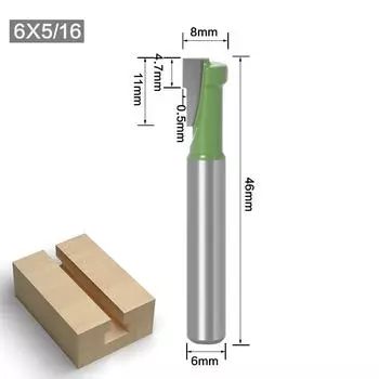 6.35 Handle 6mm 1/4 Keyhole Knife, Keyhole Knife, Photo Frame Hanging Hole Gong Knife, Trimming Machine, Woodworking Milling Cutter Single-edged keyhole knife 6 * 5/16 green