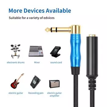 6,35 мм 1/4 дюйма Мужской на 1/4 Женский стерео наушники гитарный удлинительный кабель шнур для усилителей наушников 30CM