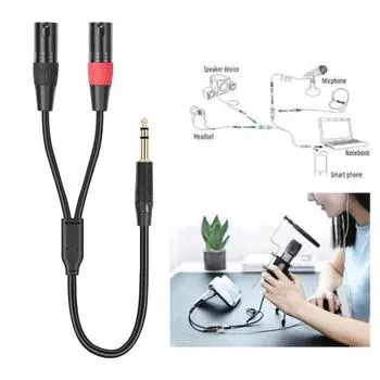 6,35 мм TRS Male to XLR Male аудио стерео микрофонный кабель двухканальный помехозащищенный портативный 2M чёрный