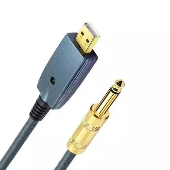 6.35mm Guitar Cable Interface Audio Cable USB Male Guitar Audio Connector Cord Laptop синий