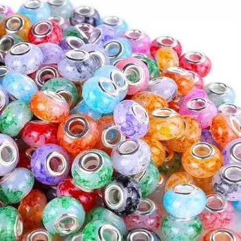 6/36 шт., европейская и американская бусина с большим отверстием из смолы, цветные брызги чернил, бусины для рукоделия, браслет, ожерелье, серьги, брелок, цепочка для ног 6pcs
