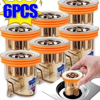 6/3/1 шт. гравитационный индукционный слив для пола с сердечником для унитаза, дезодорант против запаха, без запаха, для ванной комнаты, туалета, канализации, душа, слив для ванны 1PC