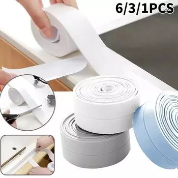 6/3/1 шт ПВХ клейкая лента прочная самоклеящаяся косметическая уплотнительная лента, кухонная маслостойкая туалетная водонепроницаемая и пыленепроницаемая уплотнительная лента 2.2*3.2m-white-1pcs