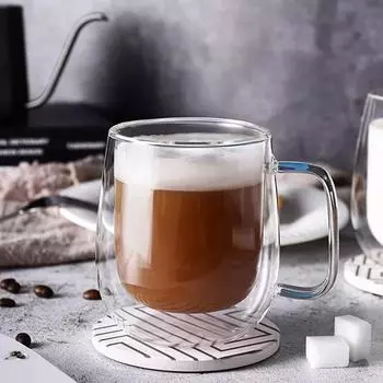 6/4/2/1 шт. с двойными стенками, высокая боросиликатная стеклянная чашка для эспрессо, кофейная кружка с ручкой, термостойкие чашки для чая, молока, воды, посуда для напитков 1Pcs-250ml(Clear)