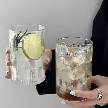 6/4/2/1 шт. вертикальная прозрачная стеклянная кофейная чашка, термостойкая, с высоким содержанием боросиликатного стекла, для воды, молока, пива, сока, чая, домашняя вечеринка 1PCS