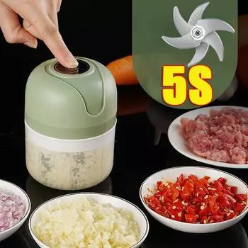 6/4 режущая головка электрический кухонный измельчитель продуктов мини чеснокодавилка дробилка USB портативная мясорубка овощерезка для кухонных гаджетов 100ml(4 Cut heads) зелёный