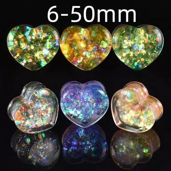 6-50 мм 2 шт. блестящие ушные манометры туннели и заглушки в форме сердца носилки для ушей украшения для тела для женщин и мужчин 6mm разноцветный