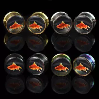 6-50 мм 2 шт., милые рыбьи ушные манометры, туннели, двойная расклешенная вилка, винт, подходят для ушных носилок, расширитель, украшения для пирсинга для женщин и мужчин 6mm серебряный