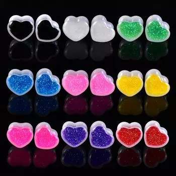 6-50 мм милые ушные туннели в форме сердца, заглушки, акриловые расширители для ушей, растягивающиеся украшения для пирсинга ушей 6mm фиолетовый