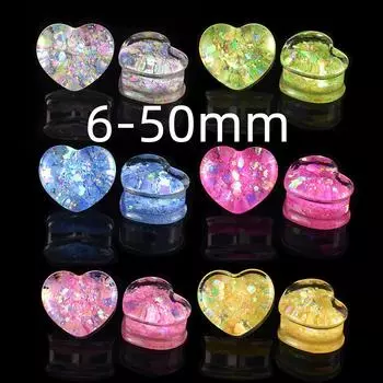 6-50 мм ушные манометры, туннели и заглушки, милые носилки в форме сердца, украшения для пирсинга ушей для женщин и мужчин 6mm зелёный