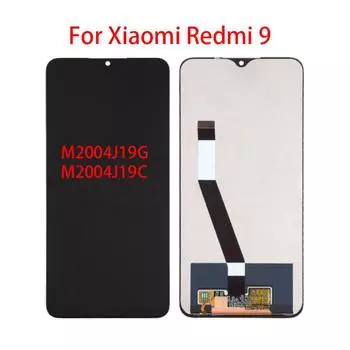 6,53-дюймовый ЖК-экран для Xiaomi Redmi 9 M2004J19AG, сменный ЖК-дисплей с сенсорным экраном и дигитайзером в сборе чёрный