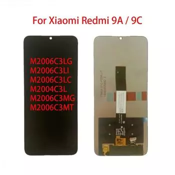 6,53-дюймовый ЖК-экран для Xiaomi Redmi 9A 9C M2006C3LG ЖК-дисплей с цифровым преобразователем сенсорного экрана в сборе For Redmi 9A чёрный
