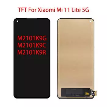 6,55-дюймовый TFT ЖК-дисплей для Xiaomi Mi 11 Lite 5G, замена цифрового преобразователя сенсорного экрана в сборе чёрный