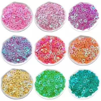 7 мм 1000 шт ПВХ нашивка бисер пайетки мода полые сердечки любовь ювелирные изделия аксессуары стерео магия цвет ручной работы материал about 6.5*7mm 1000Pcs розовый