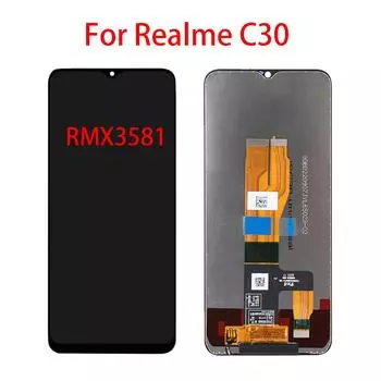 6,5-дюймовый ЖК-дисплей для OPPO Realme C30 RMX3581, ЖК-дисплей с цифровым преобразователем сенсорного экрана в сборе, запасная часть с инструментами чёрный