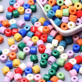 6,5 мм 100 шт. кремового цвета акриловые цилиндрические бусины для изготовления ювелирных изделий своими руками брелок серьги ожерелье браслет модные материалы аксессуары жёлтый