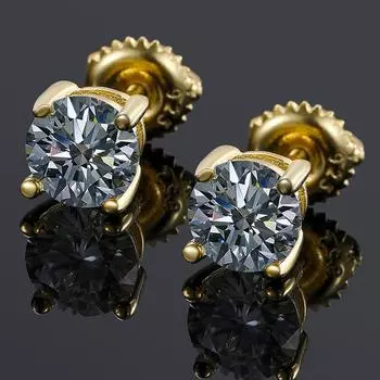 6,5 мм 1,0 карата, серьги высшего качества со сверкающим муассанитом для женщин, серьги-гвоздики из 100% стерлингового серебра 925 пробы, ювелирные изделия с муассанитом золотой