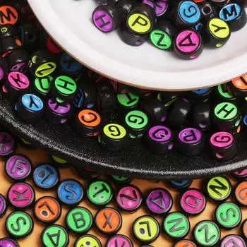 6,5 мм акриловый браслет ювелирные изделия изготовление россыпью бусины модные цветные круглые для ожерелья буква бисерный материал 50 шт брелок Style 1