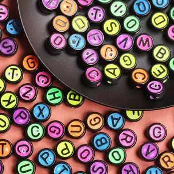 6,5 мм для ожерелья акрил 50 шт браслет письмо бисер материал цветные круглые свободные бусины модные ювелирные изделия изготовление брелока Style 1